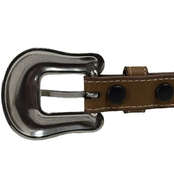 Wrangler Girls HEART CONCHO Taper Leather Western Belt Pink Embroidery Sz XXL - Picture 6 of 8